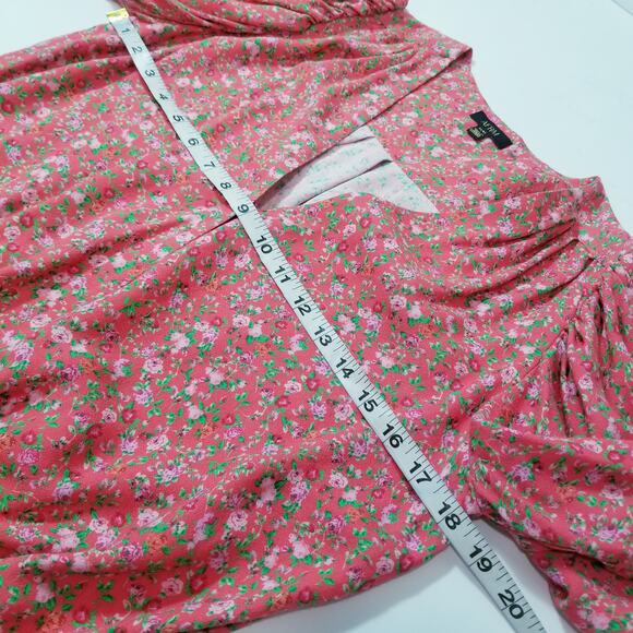 AFRM Ditsy Dana Bodysuit Puff Long Sleeves Plunging Neckline - Picture 5 of 11